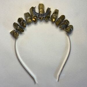 NIP! Genuine Gold Dyed Quartz Crystal Crowns with Silver Tone Findings & …